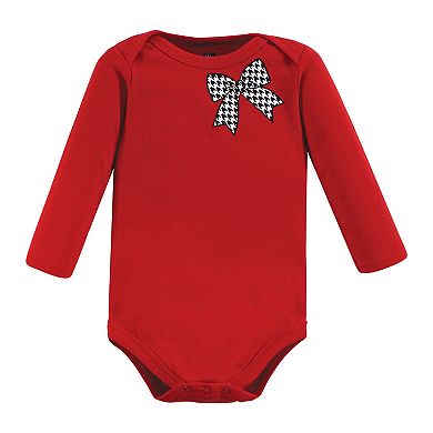 Hudson Baby Infant Girl Cotton Long-Sleeve Bodysuits, Winter Bows 7-Pack