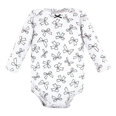 Hudson Baby Infant Girl Cotton Long-Sleeve Bodysuits, Winter Bows 7-Pack