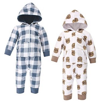 Hudson Baby Infant Boy Fleece Jumpsuits, Coveralls, and Playsuits 2 pk Little Bear, 3-6 Months