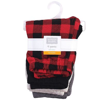 Hudson Baby Infant and Toddler Boy Quilted Jogger Pants 4pk, Buffalo Plaid, 2T