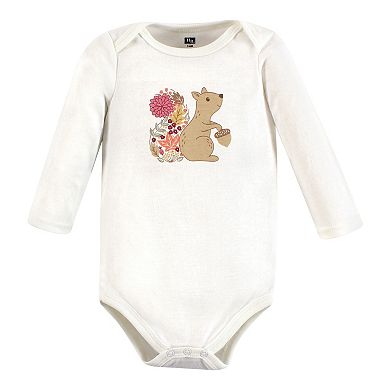 Hudson Baby Infant Girl Cotton Long-Sleeve Bodysuits, Fall Squirrel 7-Pack