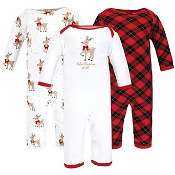 Hudson Baby Infant Girl Cotton Coveralls, Fancy Rudolph