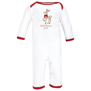 Hudson Baby Infant Girl Cotton Coveralls, Fancy Rudolph
