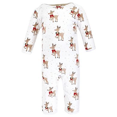 Hudson Baby Infant Girl Cotton Coveralls, Fancy Rudolph