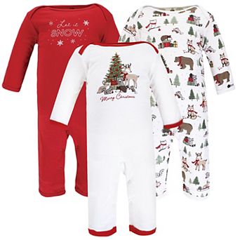 Hudson Baby Unisex Baby Cotton Coveralls, Christmas Forest