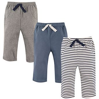 Hudson Baby Infant and Toddler Boy Cotton Pants 3 pk Navy Stripe