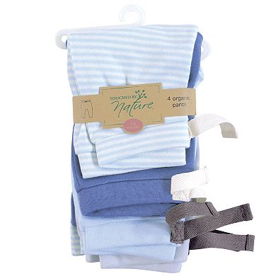 Touched by Nature Baby and Toddler Boy Organic Cotton Pants 4pk, Lt. Blue Gray