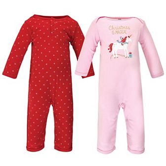 Hudson Baby Infant Girl Cotton Coveralls 2 pk Magical Christmas, 6-9 Months
