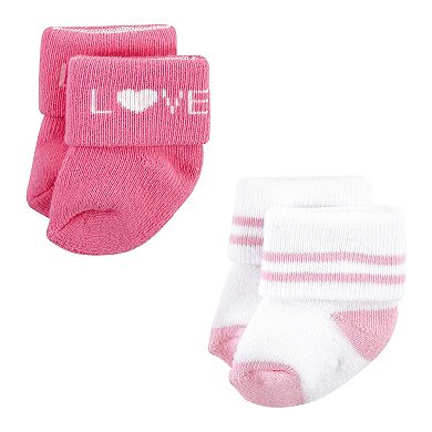 Hudson Baby Infant Girl Cotton Rich Newborn and Terry Socks, Bear Girl