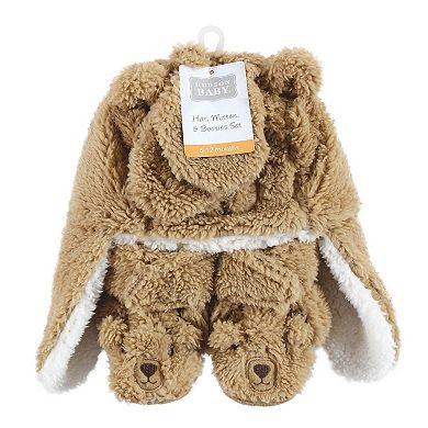 Hudson Baby Unisex Baby Trapper Hat, Mitten and Bootie Set, Tan Bear