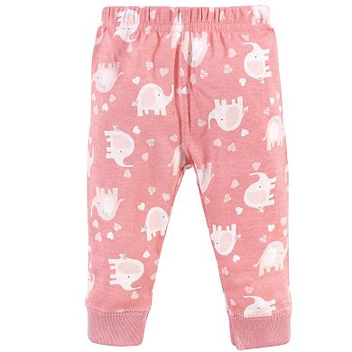 Luvable Friends Baby and Toddler Girl Cotton Pants 4pk, Girl Basic Elephant