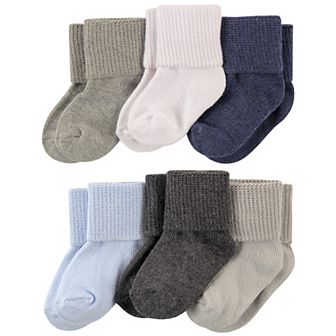 Luvable Friends Baby Boy Newborn and Baby Socks Set, Blue Gray