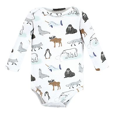 Hudson Baby Unisex Baby Cotton Long-Sleeve Bodysuits, Arctic Animals