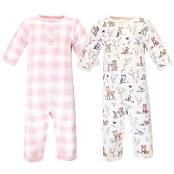 Hudson Baby Infant Girl Premium Quilted Coveralls 2 pk Enchanted Forest