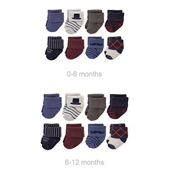 Infant Boy Grow with Me Cotton Terry Socks, Gentleman, 0-6 and 6-12 Months