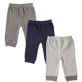 Luvable Friends Baby and Toddler Boy Cotton Pants 3 pk Blue