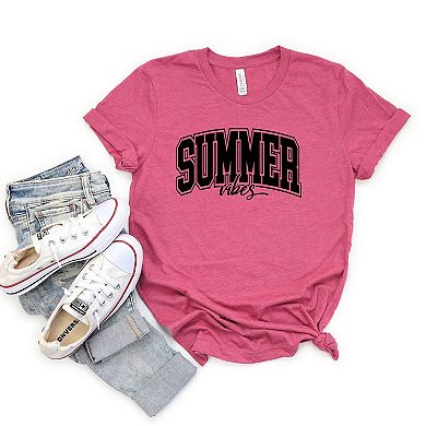 Simply Sage Market Varsity Summer Vibes Cursive Short Sleeve Tee