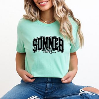 Simply Sage Market Varsity Summer Vibes Cursive Short Sleeve Tee