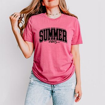Simply Sage Market Varsity Summer Vibes Cursive Short Sleeve Tee