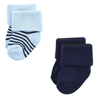 Luvable Friends Baby Boy Newborn and Baby Terry Socks, Red Navy Sneakers 12-Pack