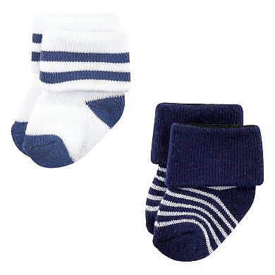 Luvable Friends Baby Boy Newborn and Baby Terry Socks, Red Navy Sneakers 12-Pack