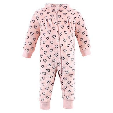 Hudson Baby Infant Girl Plush Jumpsuits, Modern Rainbow
