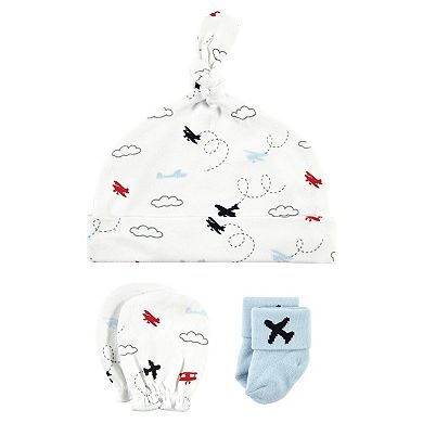 Infant Boy Caps, Mittens and Socks Set, Transportation