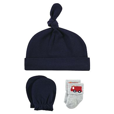 Infant Boy Caps, Mittens and Socks Set, Transportation