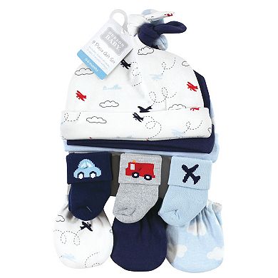Infant Boy Caps, Mittens and Socks Set, Transportation