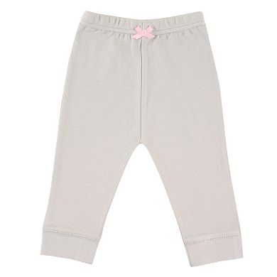 Luvable Friends Baby and Toddler Girl Cotton Pants 3pk, Gray Dot