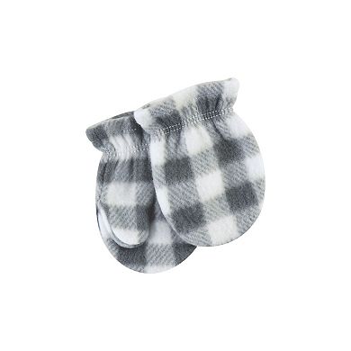 Hudson Baby Unisex Baby Trapper Hat, Mitten and Bootie Set, Charcoal White Plaid, 18-24 Months