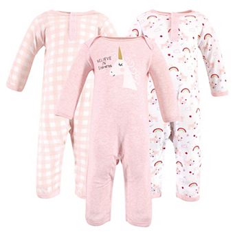 Luvable Friends Baby Girl Cotton Coveralls 3 pk Unicorn