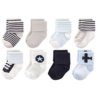 Luvable Friends Baby Boy Newborn and Baby Terry Socks, Airplane