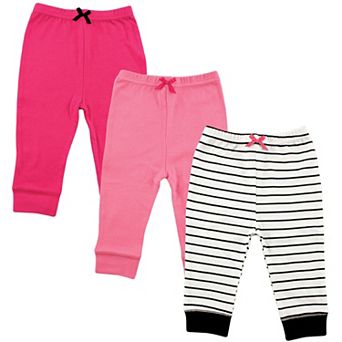 Luvable Friends Baby and Toddler Girl Cotton Pants 3 pk Girl Black Stripe
