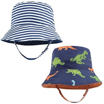 Hudson Baby Infant Boy Sun Protection Hat, Dino Stripe, 12-24 Months