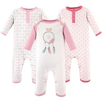 Hudson Baby Infant Girl Cotton Coveralls 3 pk Dream Catcher