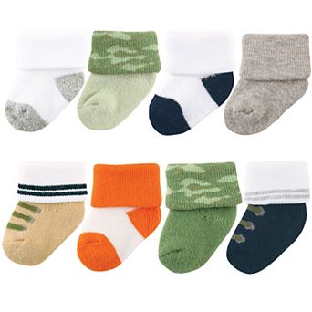 Luvable Friends Baby Boy Newborn and Baby Terry Socks, Camo