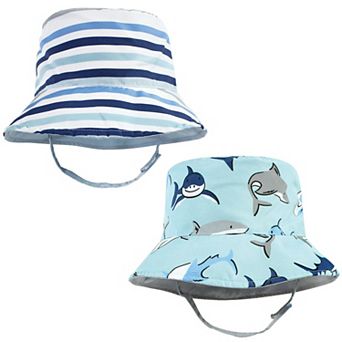 Hudson Baby Infant Boy Sun Protection Hat, Shark Stripe, 12-24 Months
