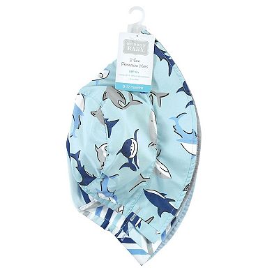 Hudson Baby Infant Boy Sun Protection Hat, Shark Stripe, 12-24 Months