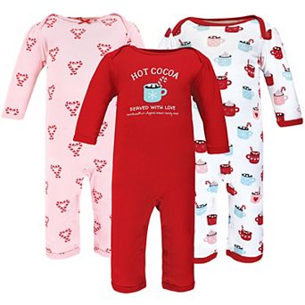 Hudson Baby Infant Girl Cotton Coveralls, Hot Cocoa