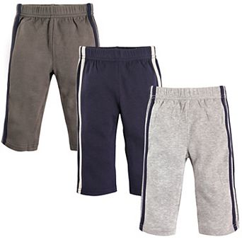 Hudson Baby Infant and Toddler Boy Cotton Pants 3 pk Navy Gray