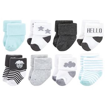 Hudson Baby Unisex Baby Cotton Rich Newborn and Terry Socks, Sheep