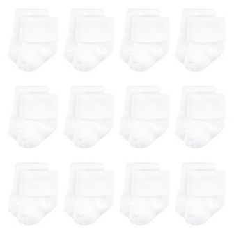 Luvable Friends Unisex Baby Newborn and Baby Terry Socks, White