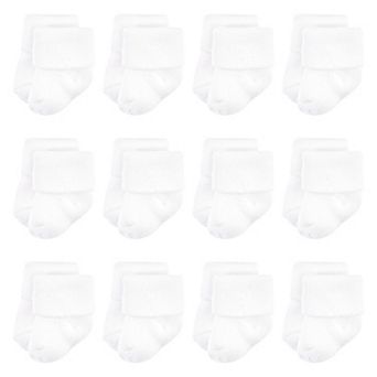 Luvable Friends Unisex Baby Newborn and Baby Terry Socks, White