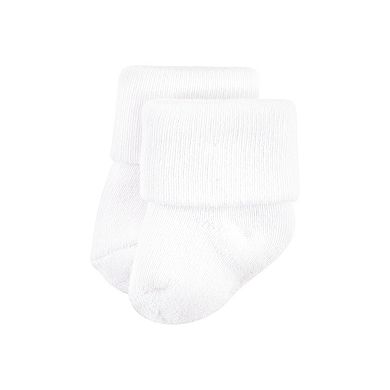 Luvable Friends Unisex Baby Newborn and Baby Terry Socks, White