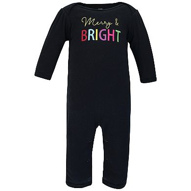Hudson Baby Infant Girl Cotton Coveralls, Merry And Bright