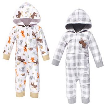 Hudson Baby Infant Boy Fleece Jumpsuits, Coveralls, and Playsuits 2 pk Woodland