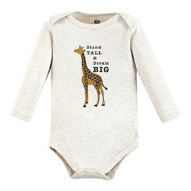 Hudson Baby Unisex Baby Cotton Long-Sleeve Bodysuits, Rustic Safari
