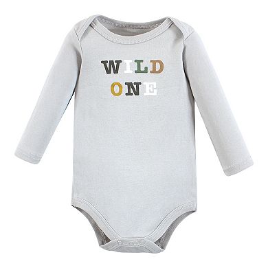 Hudson Baby Unisex Baby Cotton Long-Sleeve Bodysuits, Rustic Safari