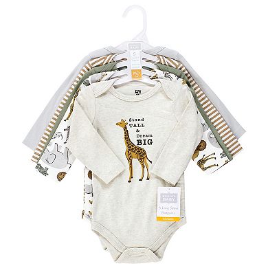 Hudson Baby Unisex Baby Cotton Long-Sleeve Bodysuits, Rustic Safari